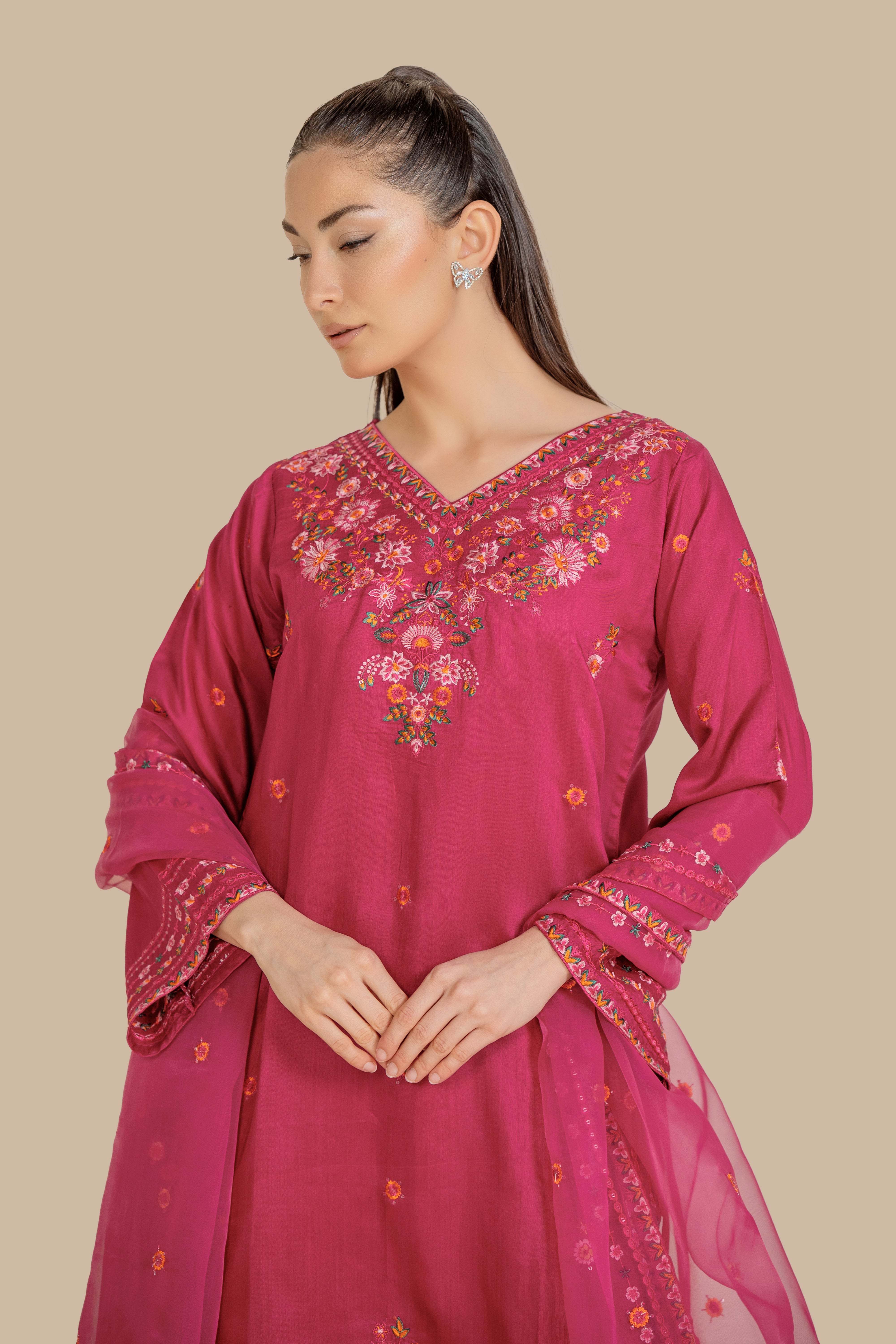 Fuchsia - Stitched 3 Pcs