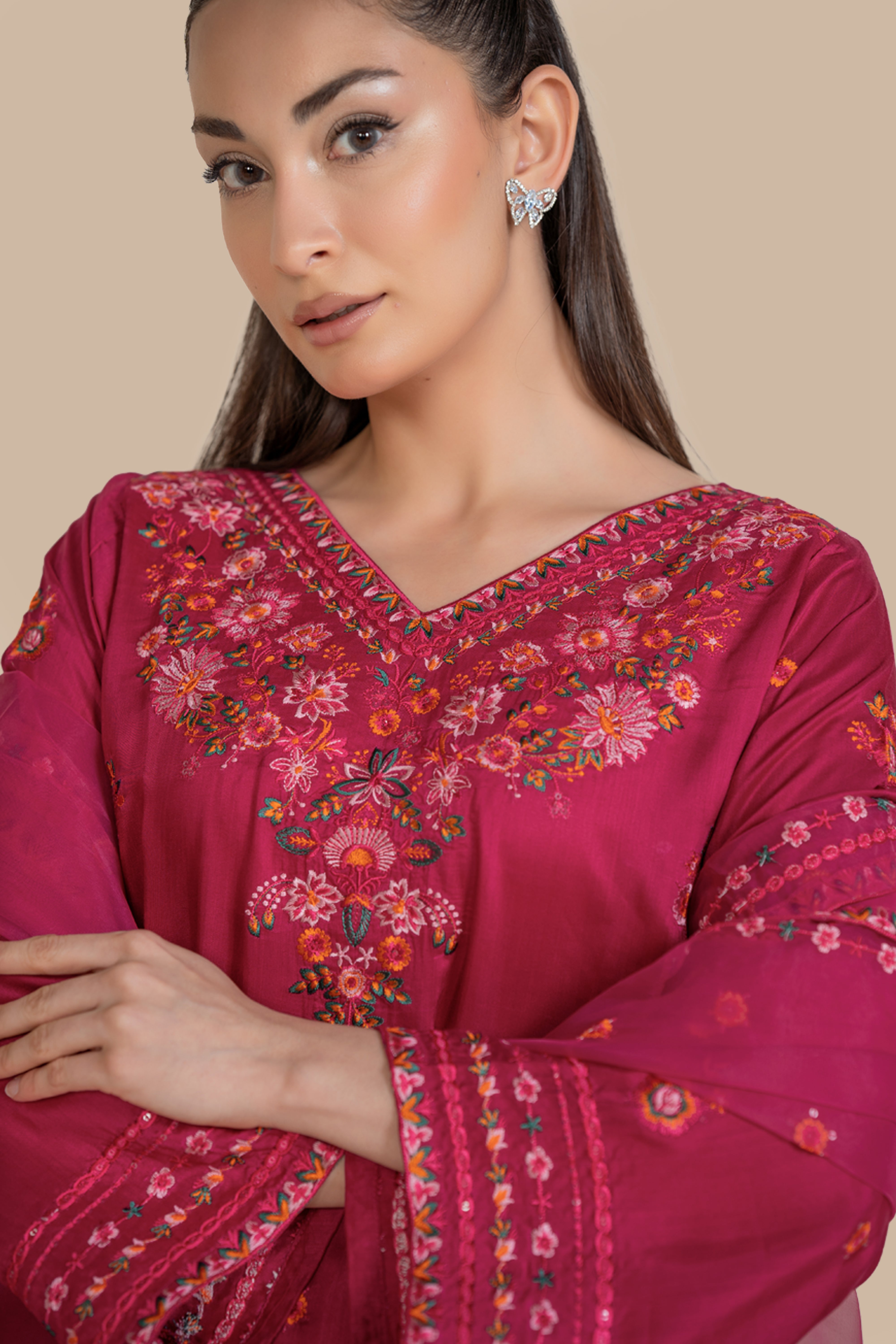 Fuchsia - Stitched 3 Pcs